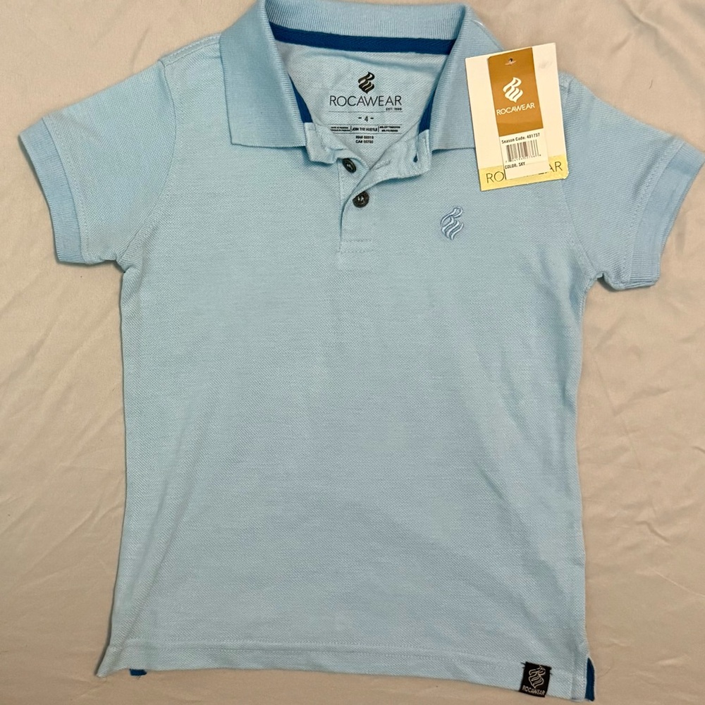 Rocawear Blue Polo Shirt Classic Short Sleeve Design